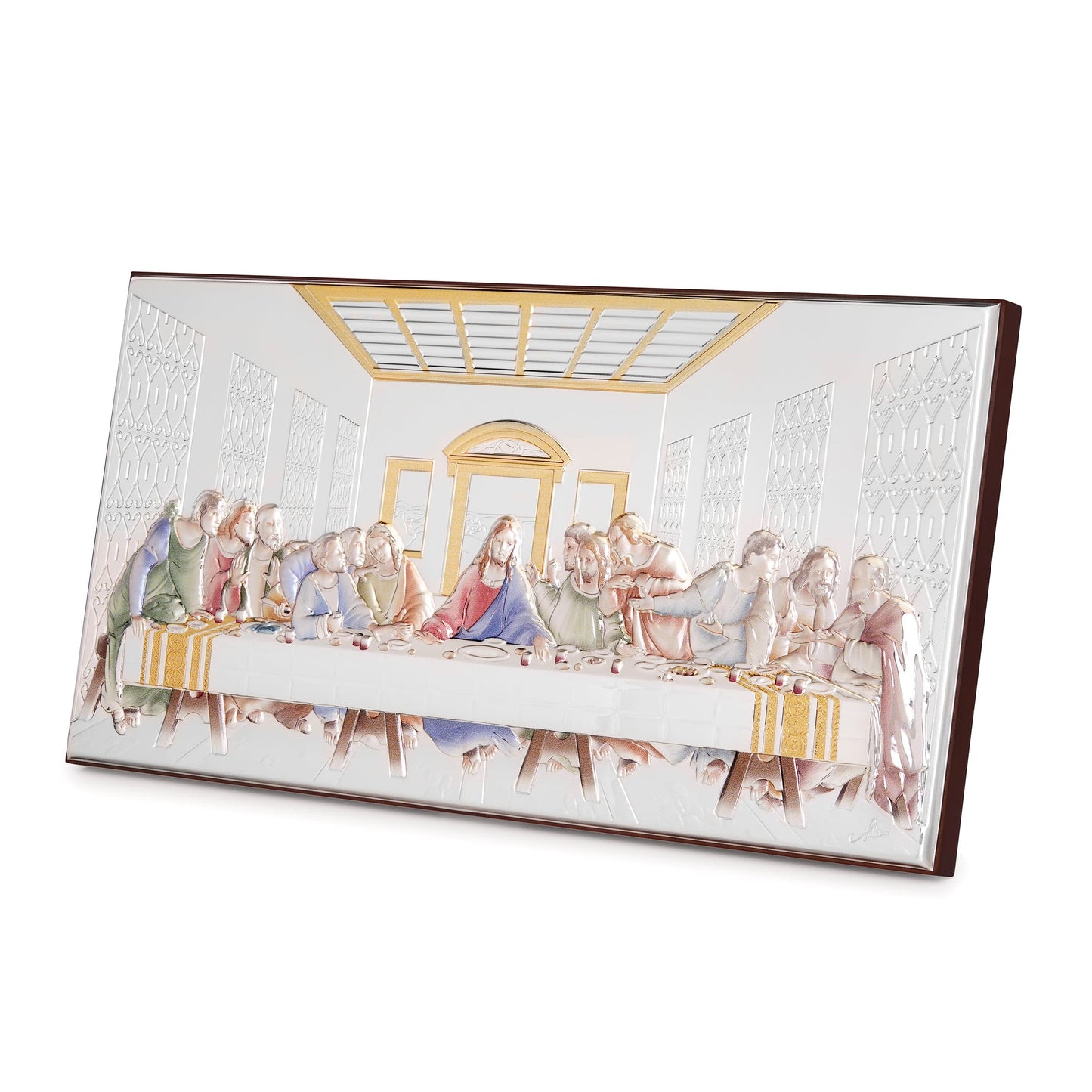 MONDO CATTOLICO Sterling Silver Bilaminated Last Supper Religious Picture