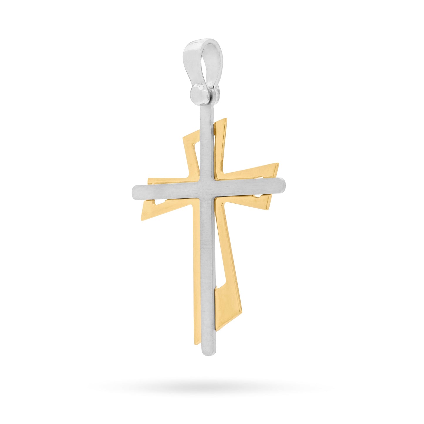 Mondo Cattolico Pendant 28 mm (1.10 in) Sterling Silver Cross Pendant With Gold-plated Sterling Silver Double Cross