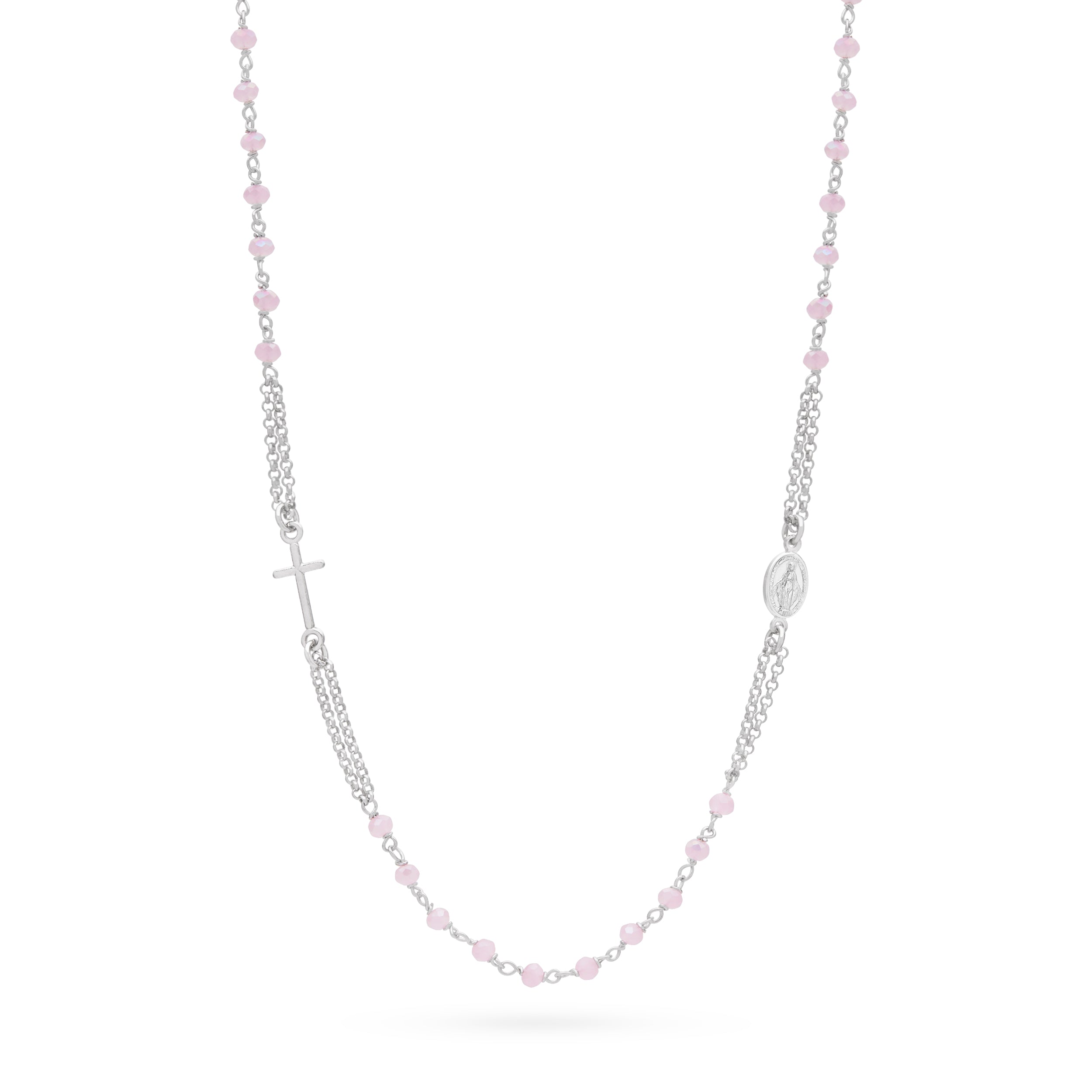 Silver Chains Paparazzi Pink Bead Necklace Sterling Silver Double