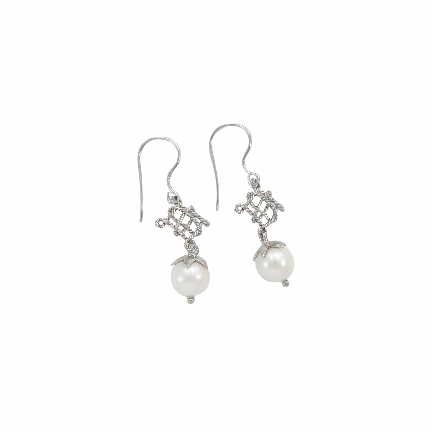 MONDO CATTOLICO Sterling Silver Earrings with Love Knot and Pearl