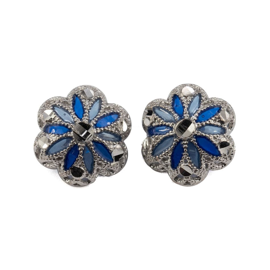 MONDO CATTOLICO Sterling Silver Filigree Button Earrings