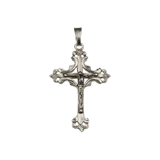 MONDO CATTOLICO Sterling Silver Fleurs de Lis Crucifix  Pendant