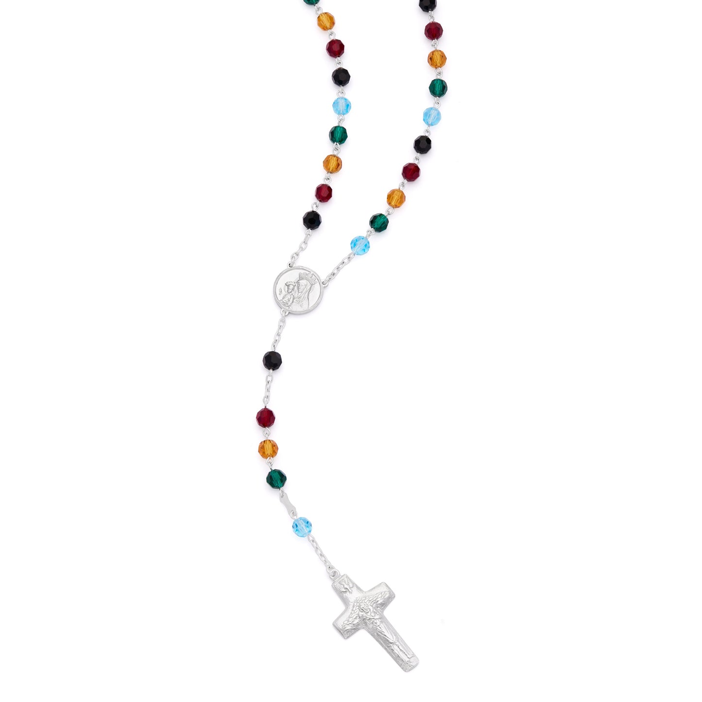 MONDO CATTOLICO ROMA Rosary 50 cm (19.69 in) / 68 cm (26.77 in) / 6 mm (0.24 in) Sterling Silver Jubilee 2025 Rosary with Crystal Beads