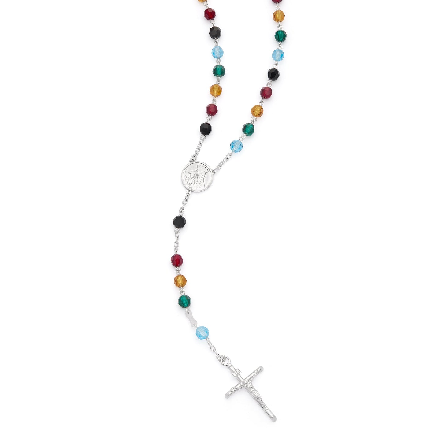 MONDO CATTOLICO ROMA Rosary 50 cm (19.69 in) / 68 cm (26.77 in) / 6 mm (0.24 in) Sterling Silver Jubilee 2025 Rosary with Crystal Beads