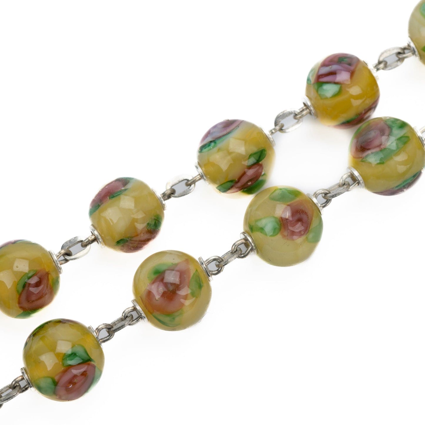 MONDO CATTOLICO Prayer Beads Sterling Silver Lampworked Pearls Rosary