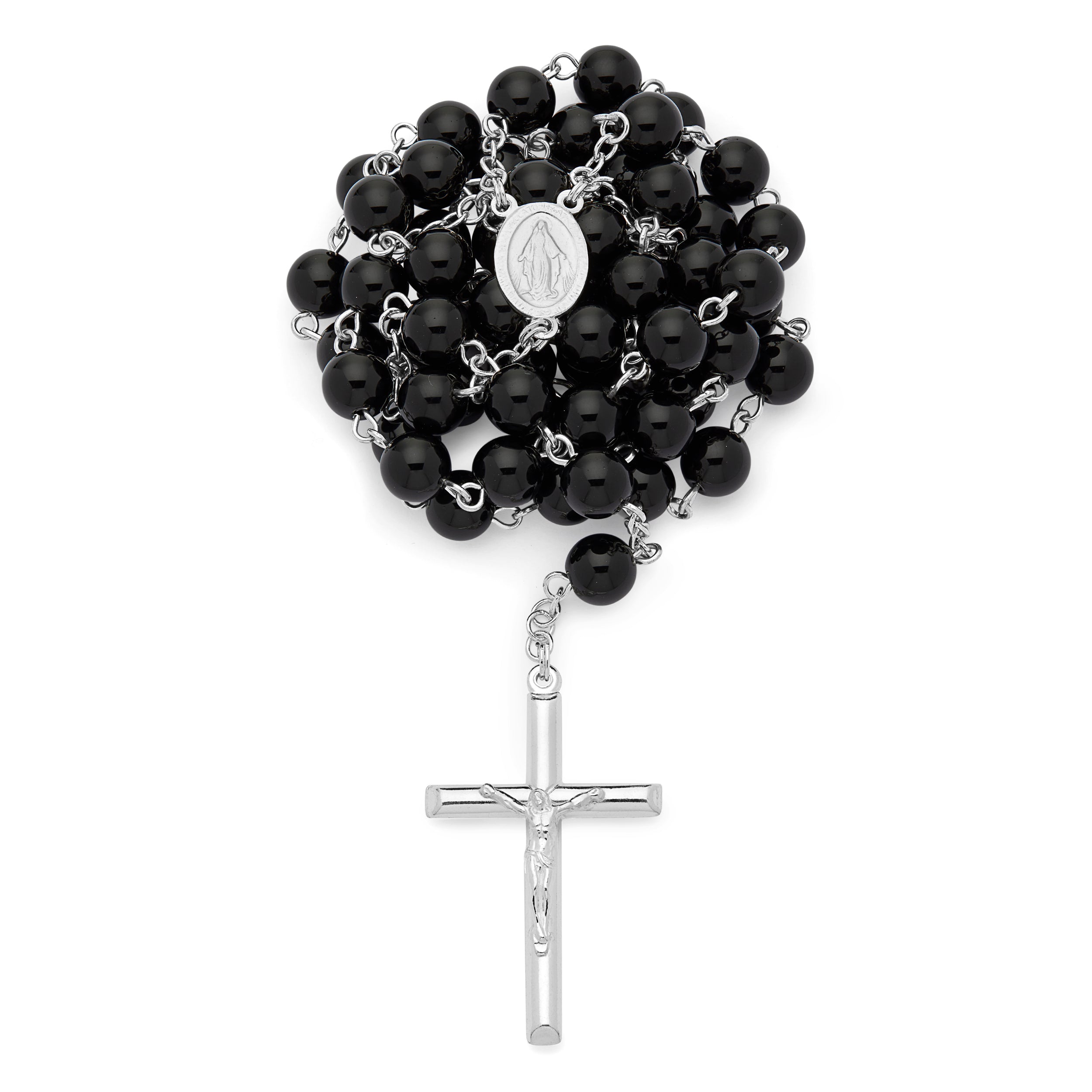 Ciondolo a croce in onice nero - placcato in argento sterling 925 Ciondolo a croce in onice nero - placcato in argento sterling 925