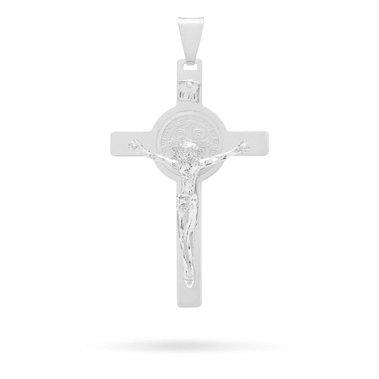 MONDO CATTOLICO Sterling Silver Saint Benedict Pendant Crucifix
