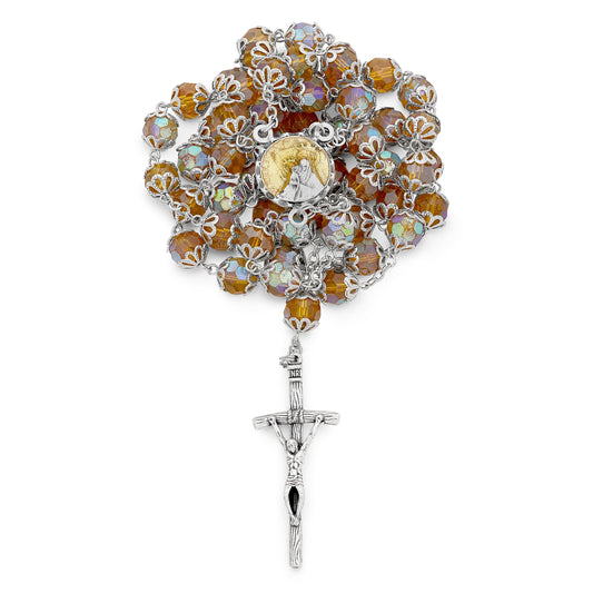 MONDO CATTOLICO Prayer Beads Totus Tuus Virgin Mary Green Crystal Rosary