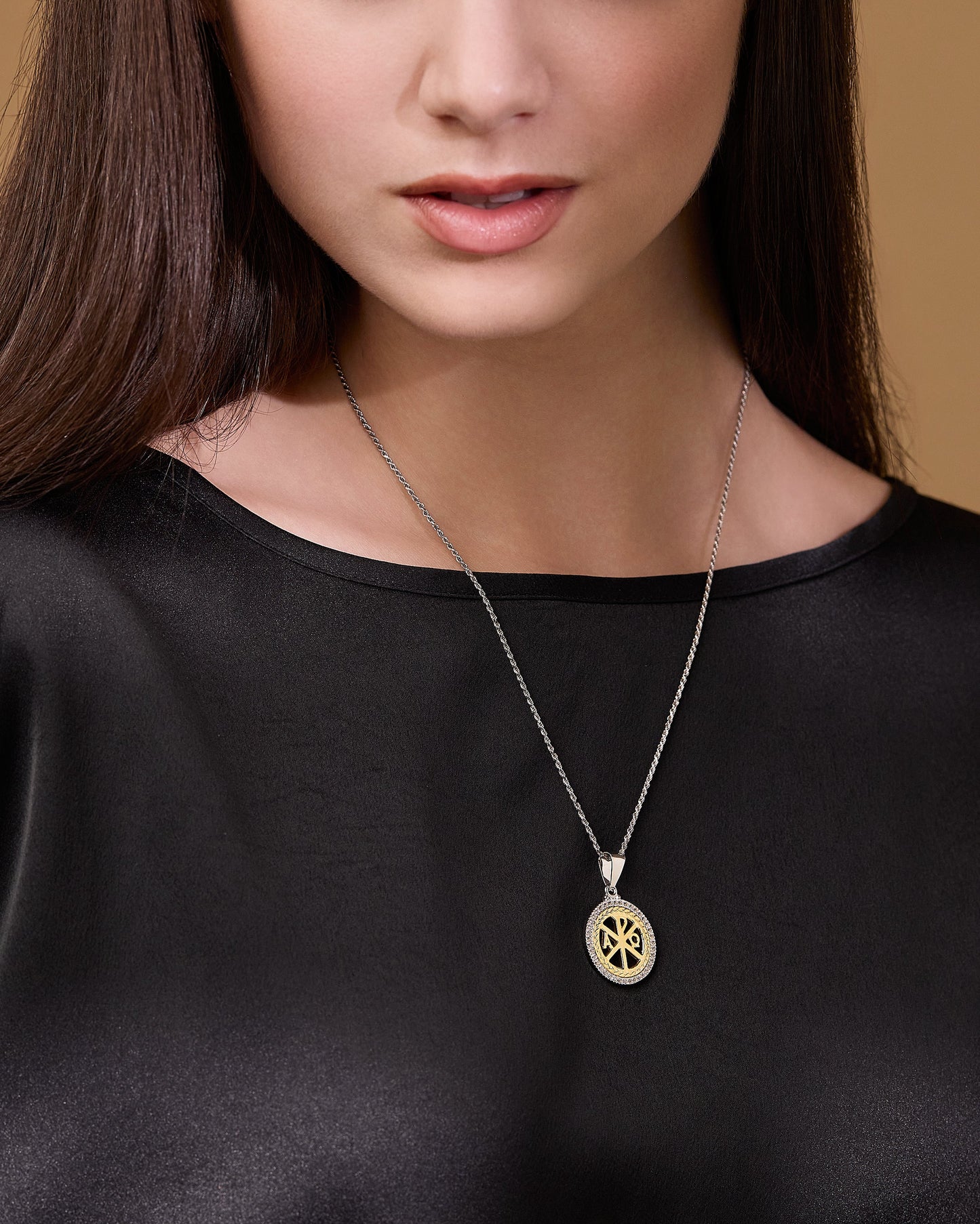 MONDO CATTOLICO ROMA Medal 23 mm (0.90 in) Two Tone Sterling Silver Peace Cross Medal