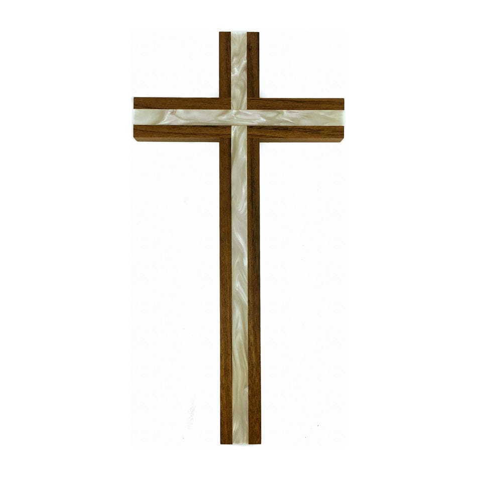 MONDO CATTOLICO 25 cm (9.84 in) Walnut Cross Inlaid With Mother-of-pearl