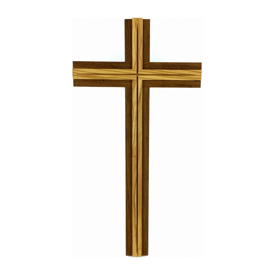 MONDO CATTOLICO 25 cm (9.84 in) Walnut Cross With Inlays