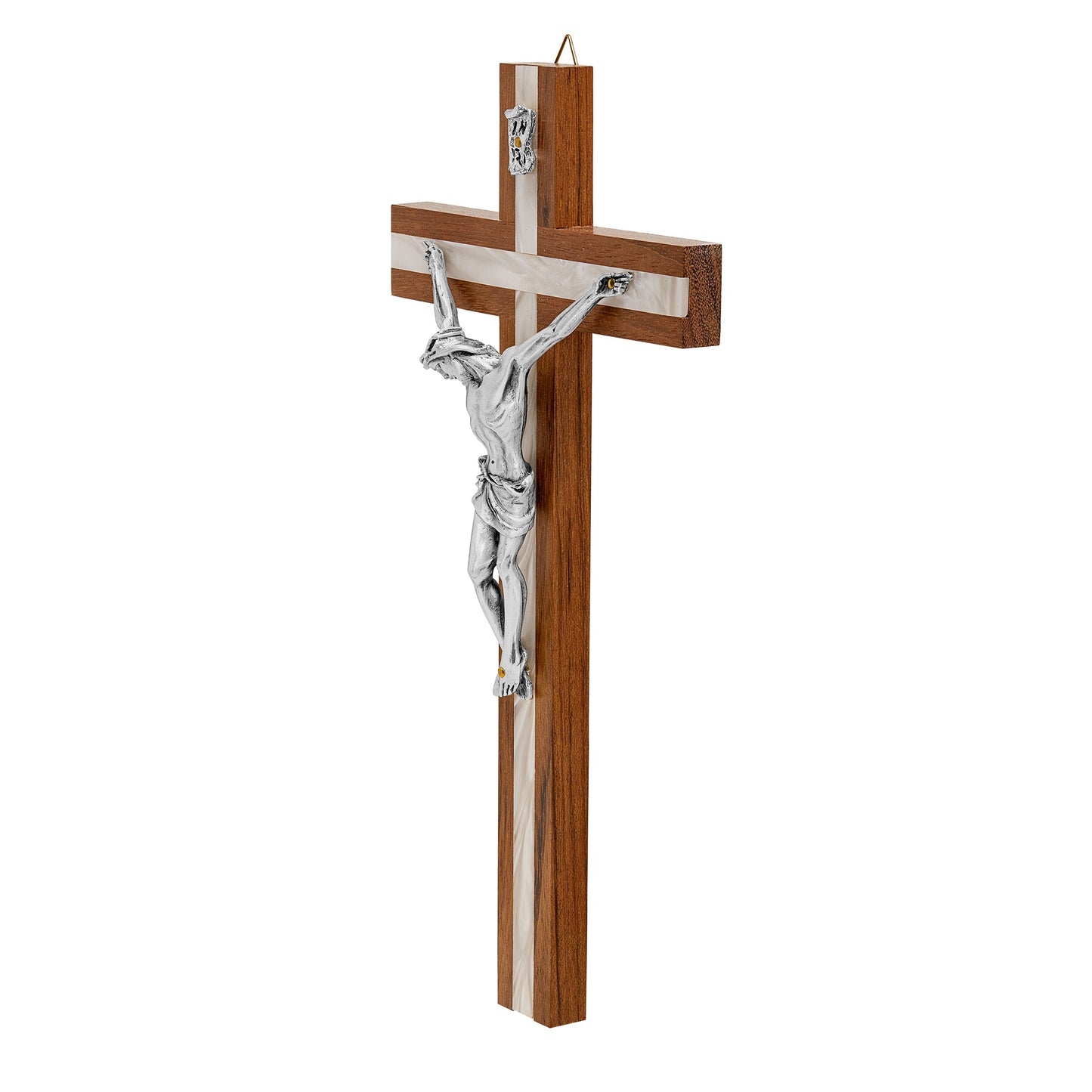 MONDO CATTOLICO Walnut Crucifix Inlaid With Mother-of-pearl