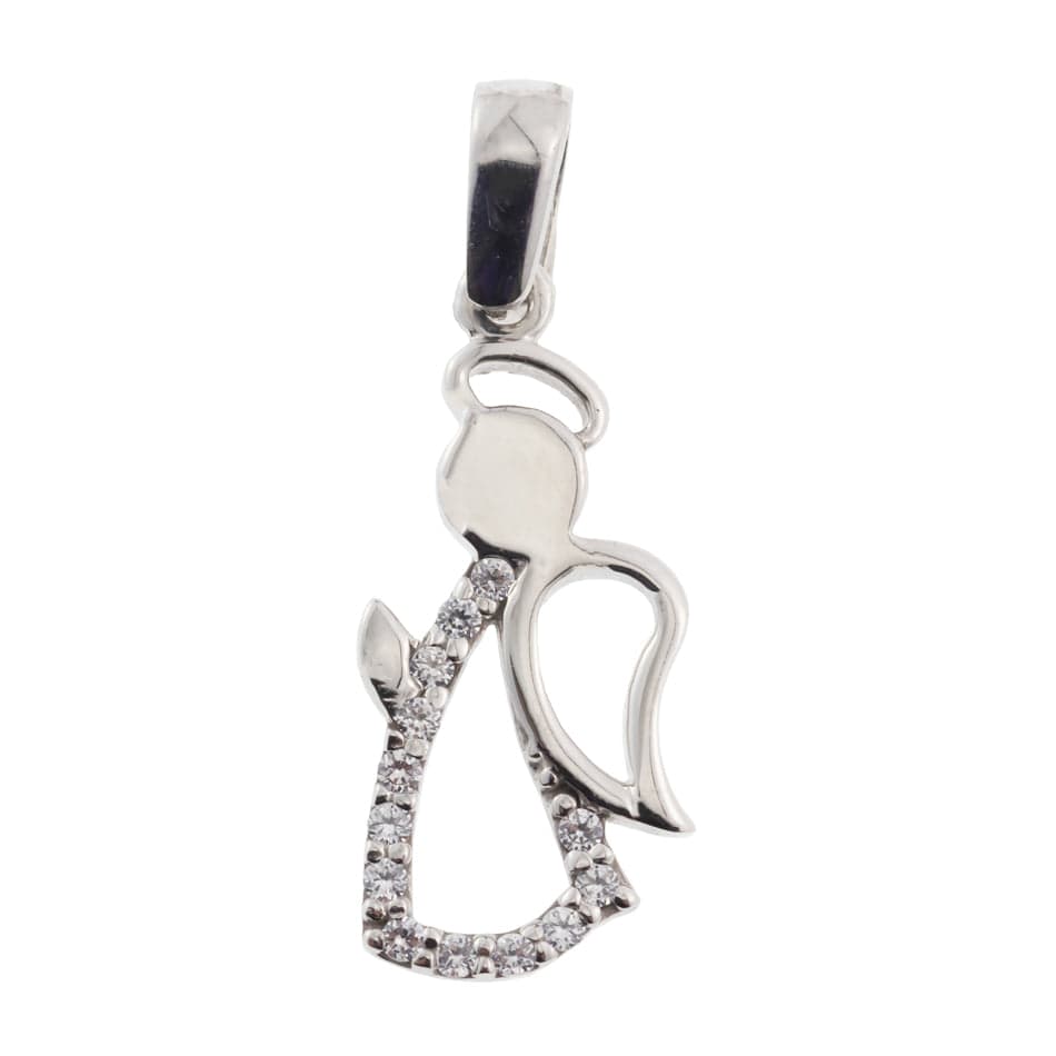 MONDO CATTOLICO White gold angel with zircons