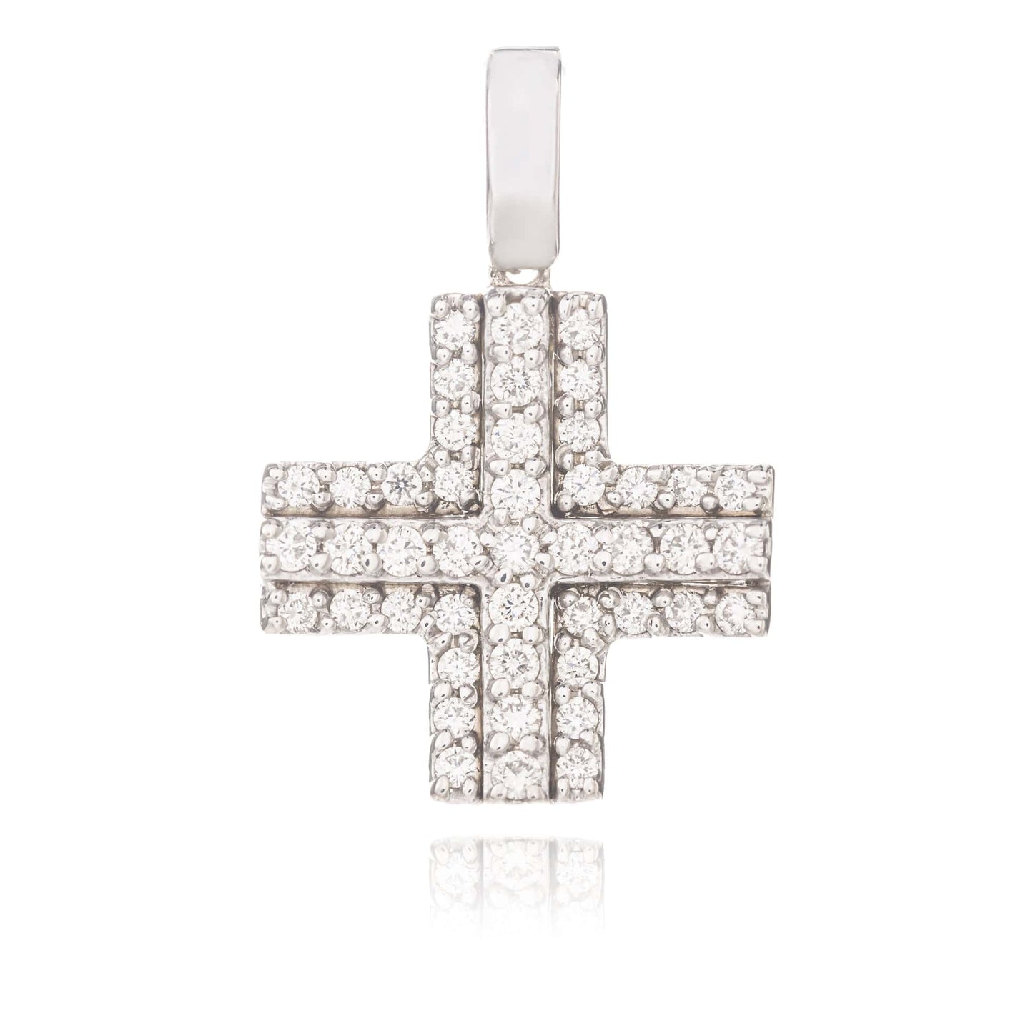 MONDO CATTOLICO Jewelry Cm 1.2 (0.47 in) / Cm 1.2 (0.47 in) White Gold Cross Pendant with Diamonds