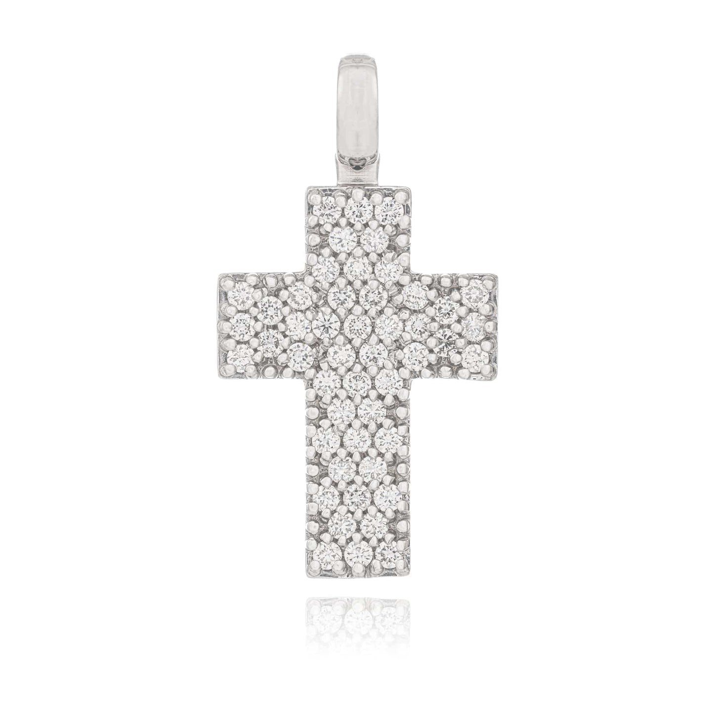 MONDO CATTOLICO Jewelry Cm 2 (0.78 in) / Cm 1.3 (0.51 in) White Gold Cross with Diamonds