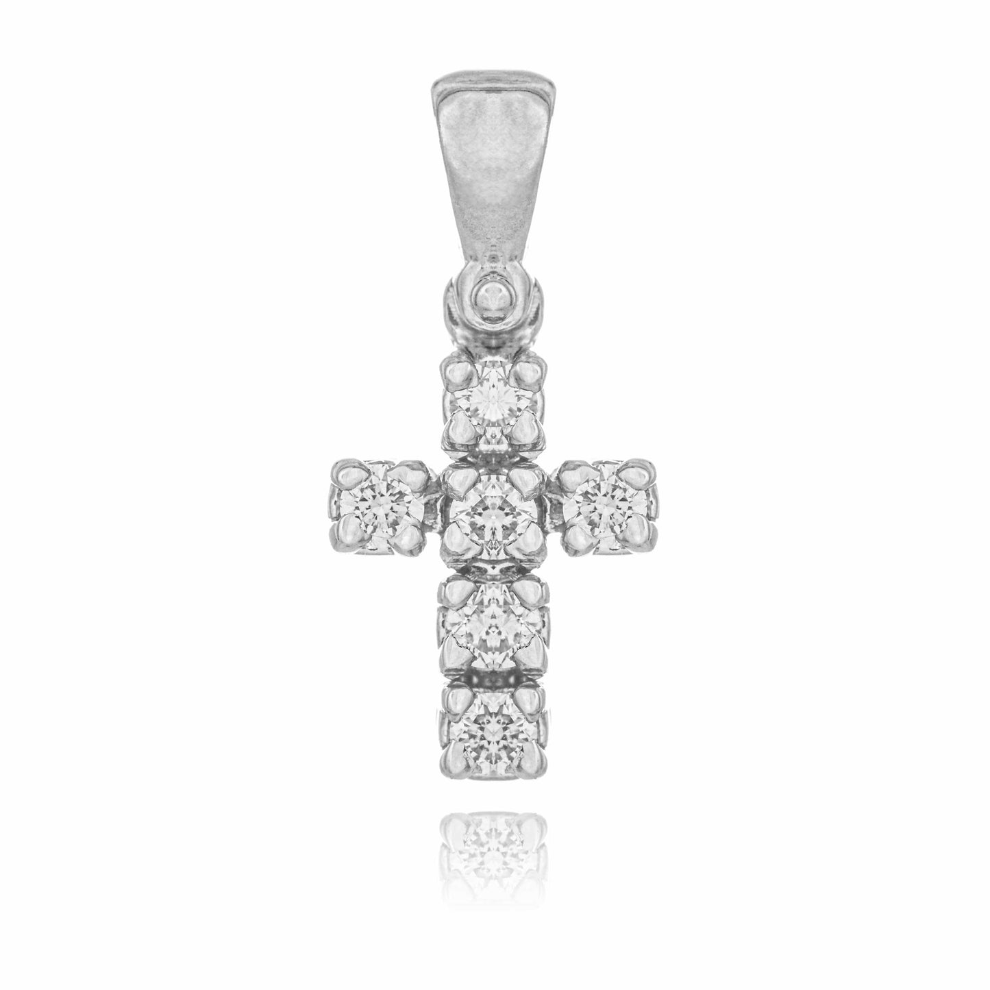MONDO CATTOLICO Jewelry Cm 0.8 (0.31 in) / Cm 0.6 (0.23 in) White Gold Cross with Diamonds