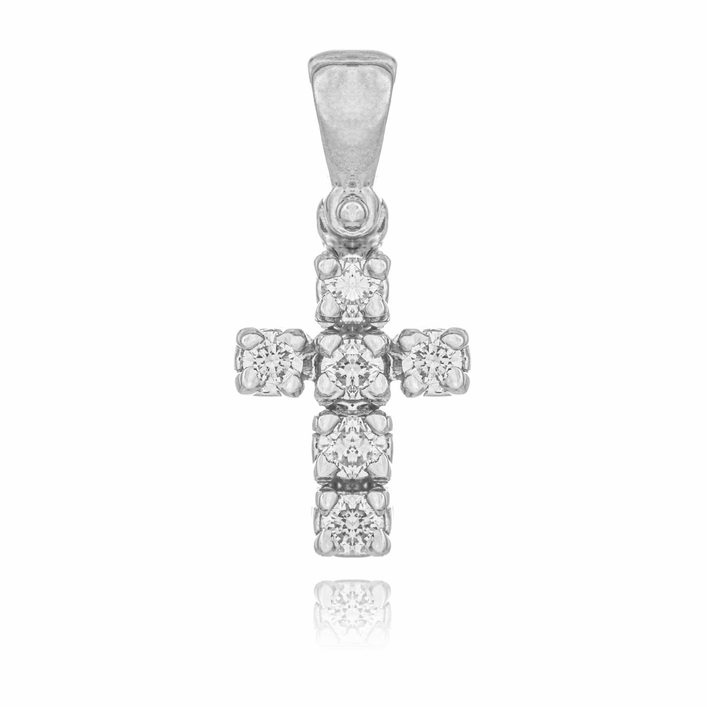 MONDO CATTOLICO Jewelry Cm 0.8 (0.31 in) / Cm 0.6 (0.23 in) White Gold Cross with Diamonds