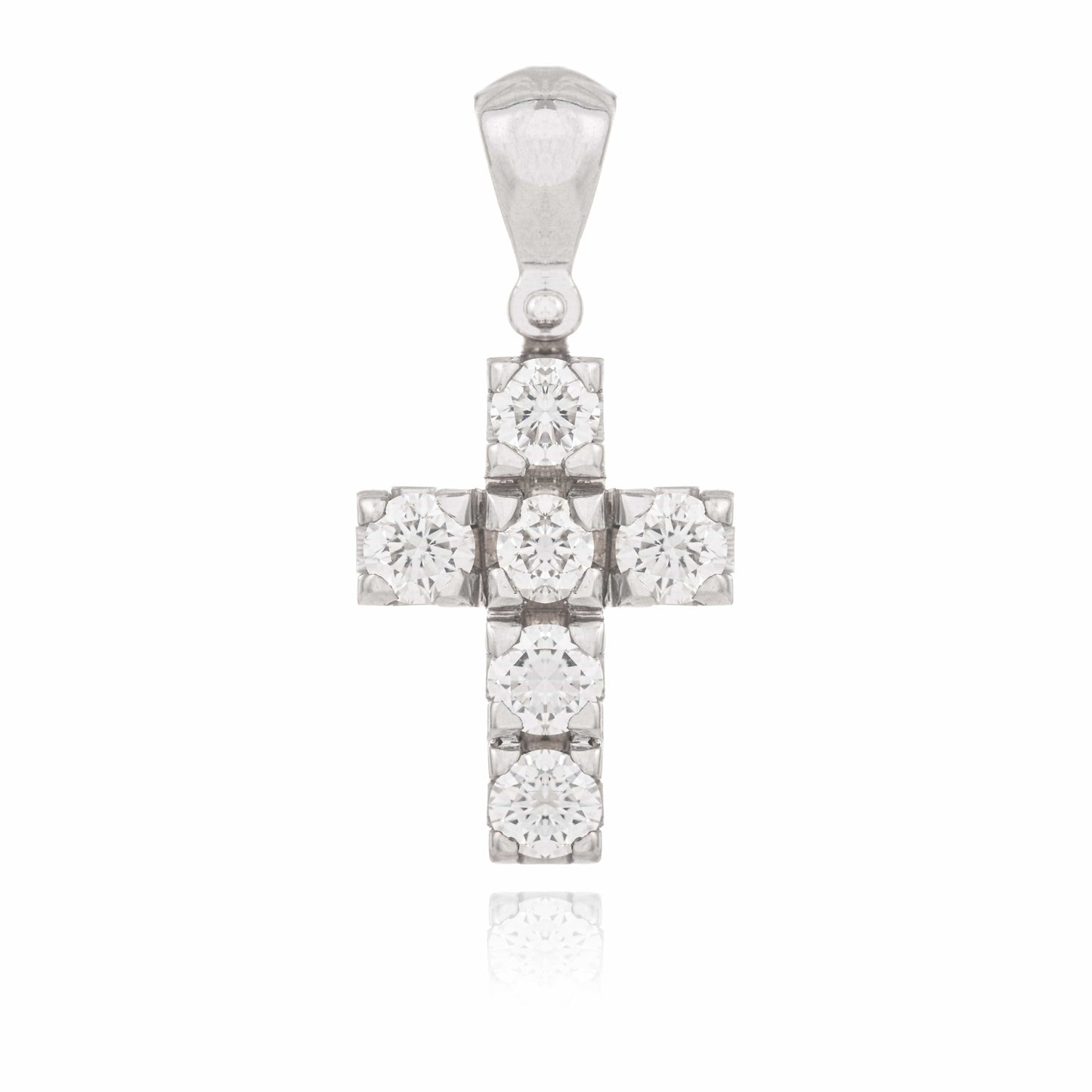 MONDO CATTOLICO Jewelry Cm 1.3 (0.51 in) / Cm 0.9 (0.35 in) White Gold Cross with Diamonds