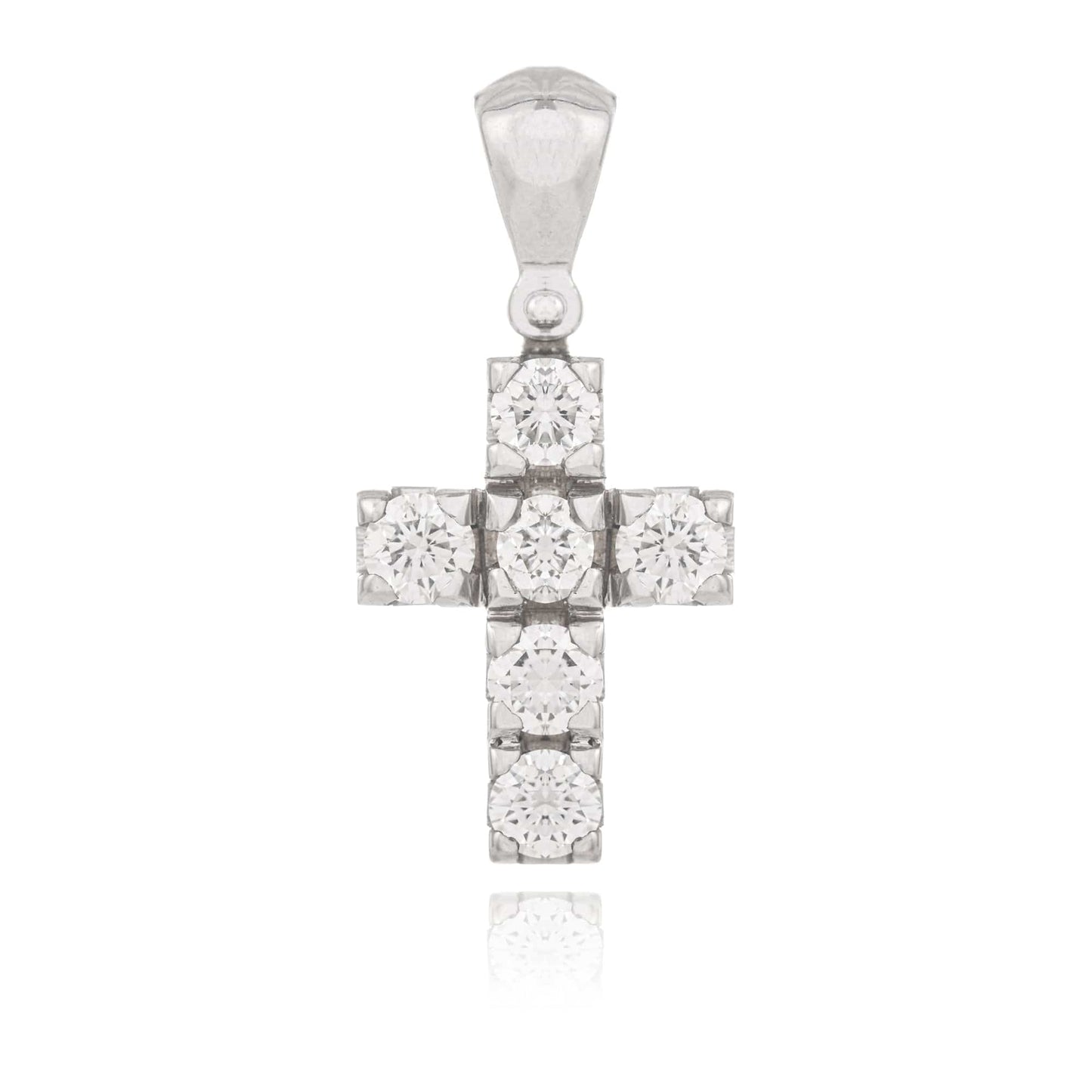 MONDO CATTOLICO Jewelry Cm 1.2 (0.47 in) / Cm 0.9 (0.35 in) White Gold Cross with Diamonds