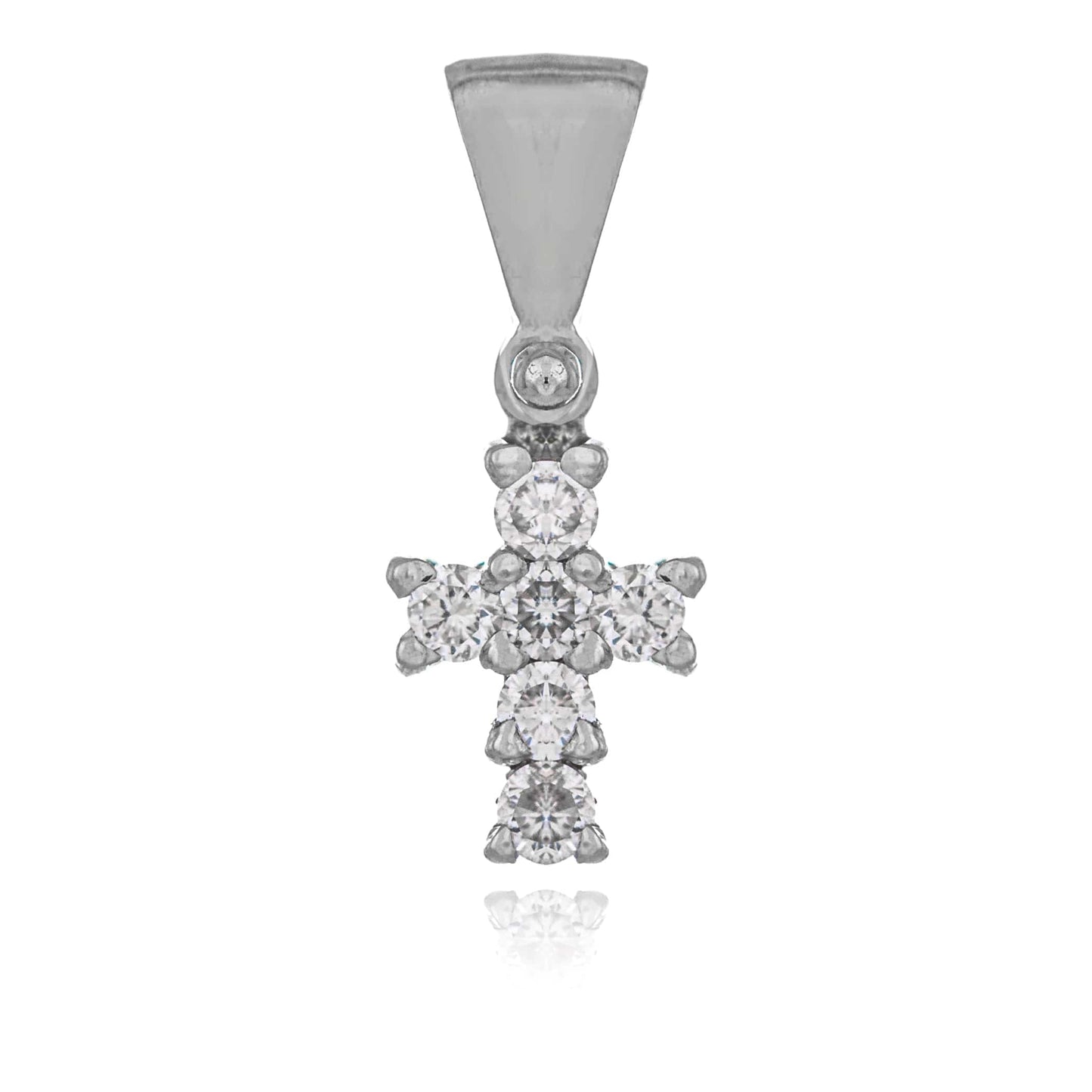 MONDO CATTOLICO Jewelry Cm 0.6 (0.23 in) / Cm 0.5 (0.19 in) White Gold Cross with Diamonds