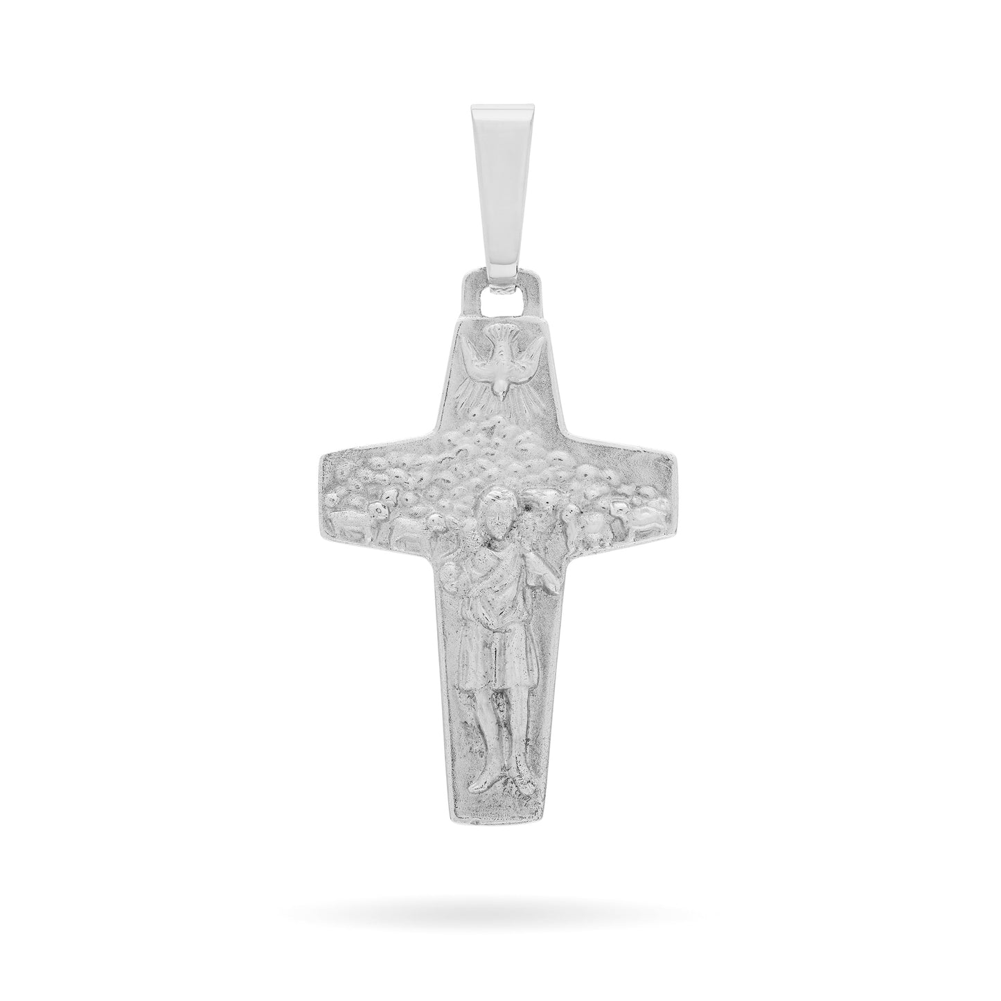 Mondo Cattolico Pendant White Gold Good Shepherd Cross Pendant