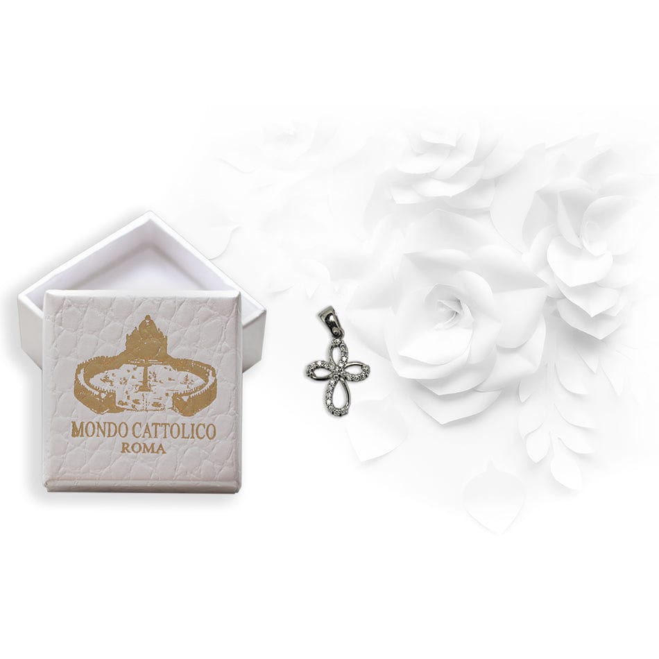 MONDO CATTOLICO White Gold 'Knot' Plain Cross