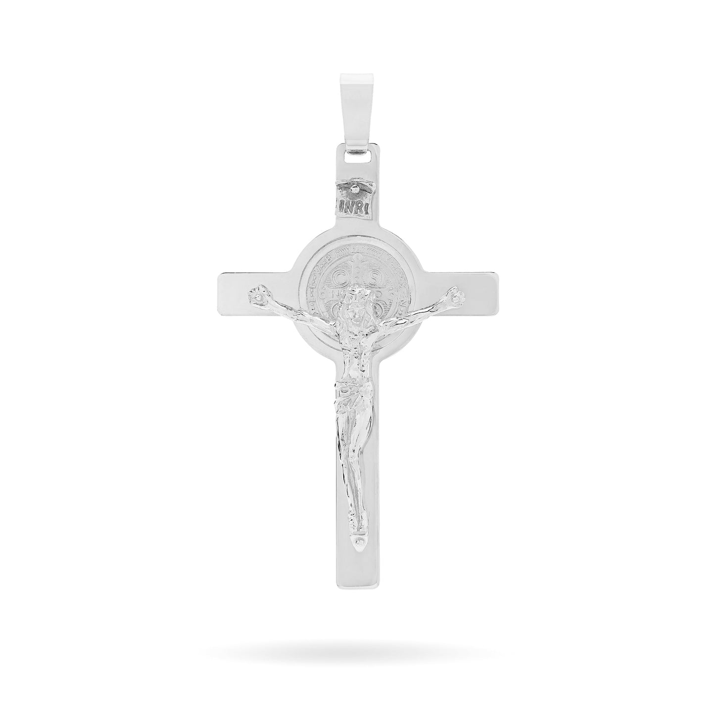 Mondo Cattolico Pendant White Gold St. Benedict Crucifix Pendant