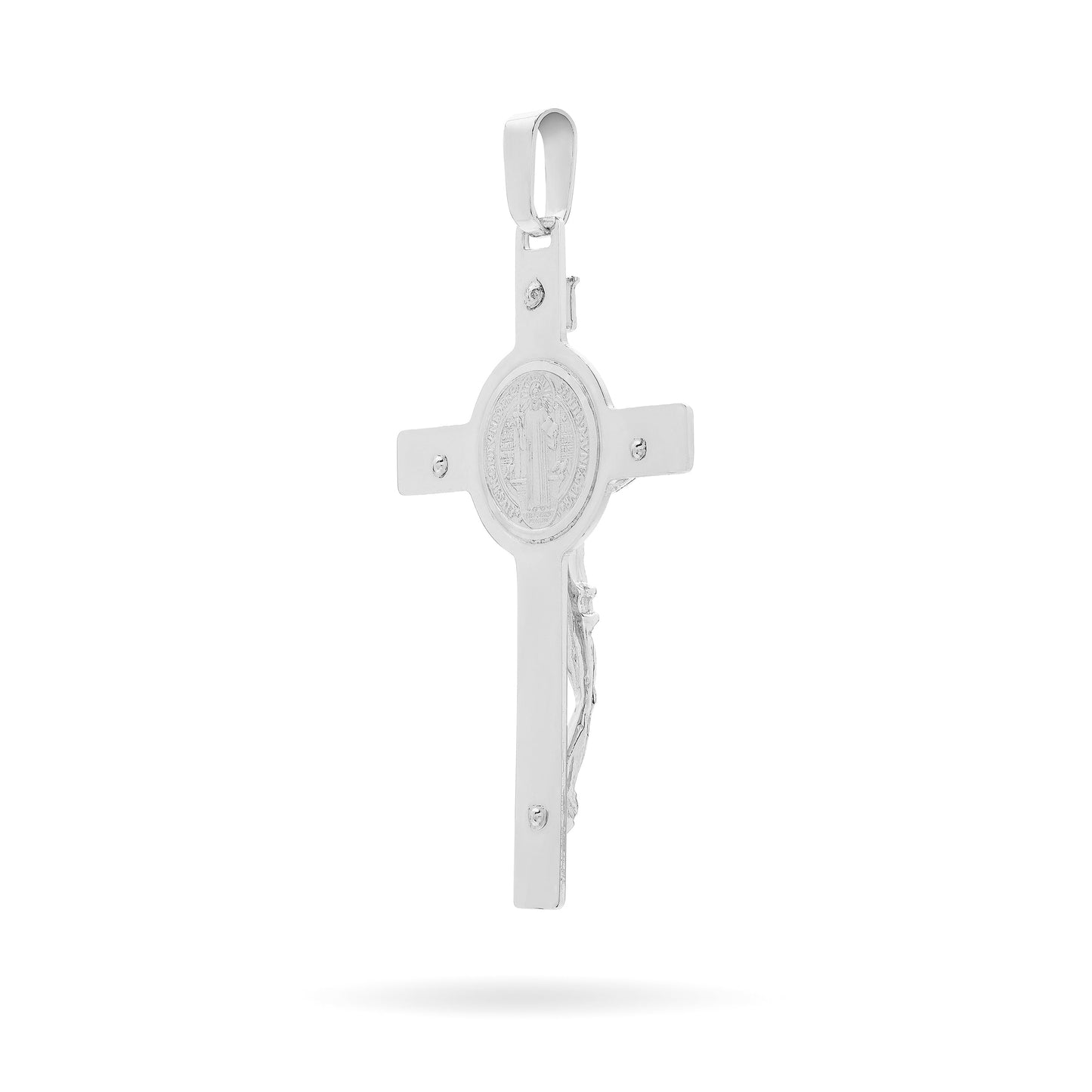 Mondo Cattolico Pendant White Gold St. Benedict Crucifix Pendant