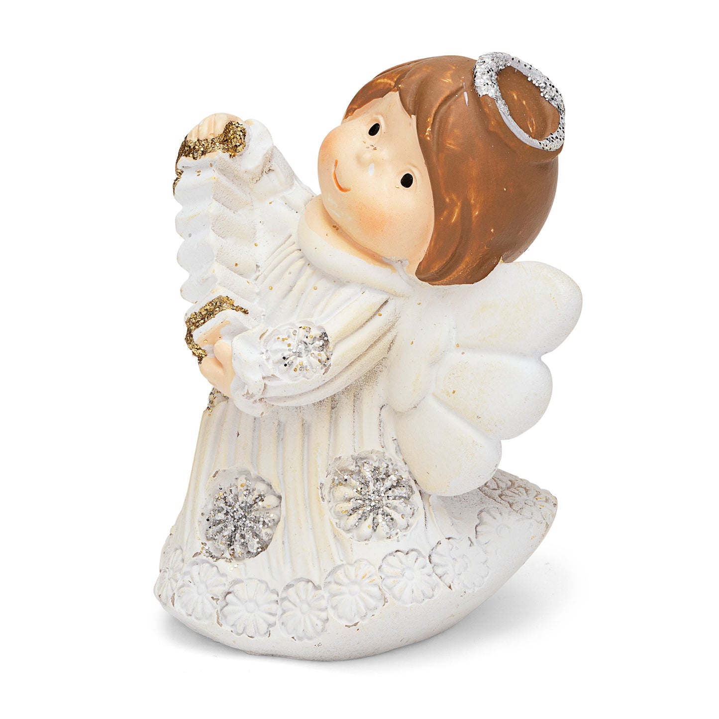 Mondo Cattolico White Resin Angel Playing