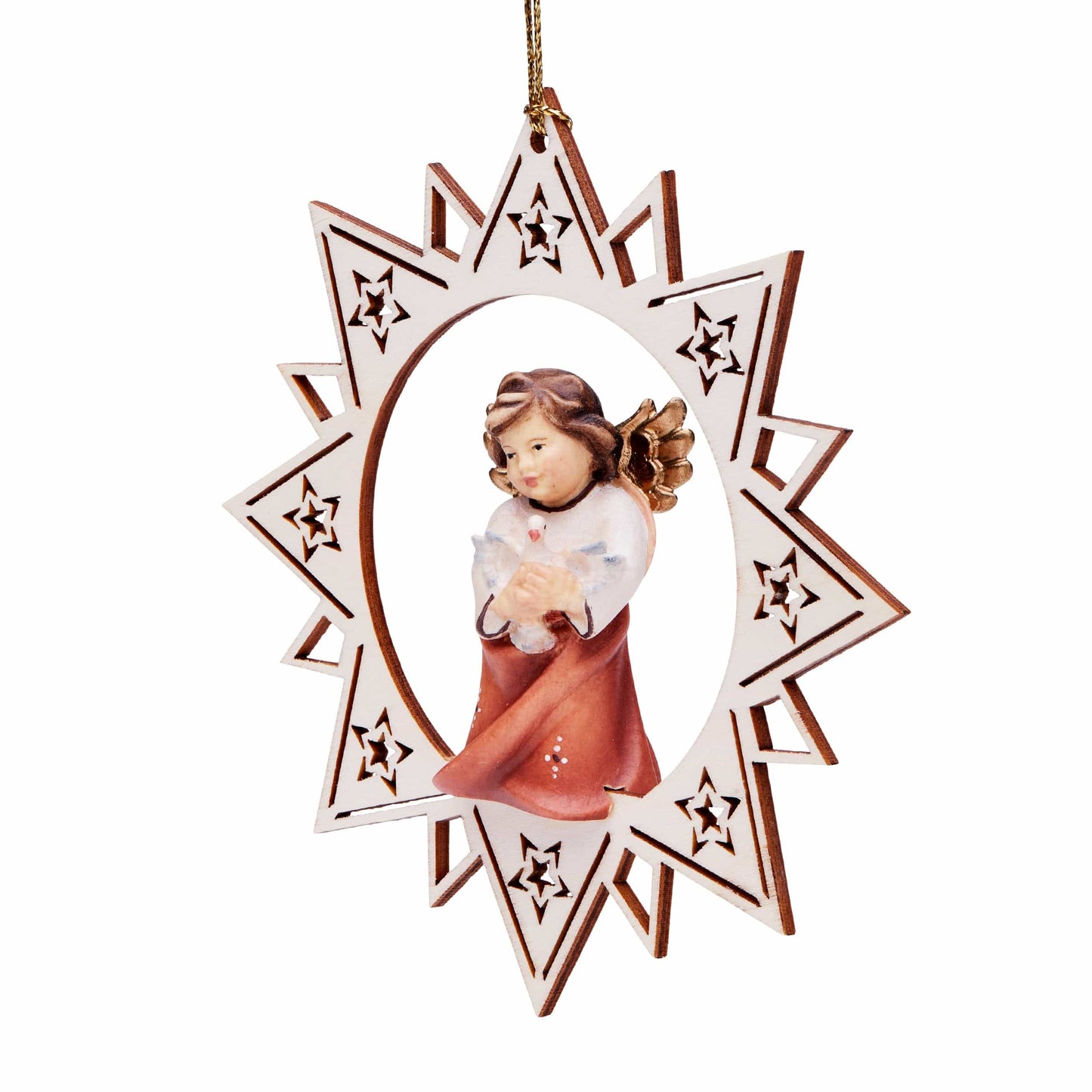 MONDO CATTOLICO Cm 6 (2.4 inches) Wooden Angel with Dove