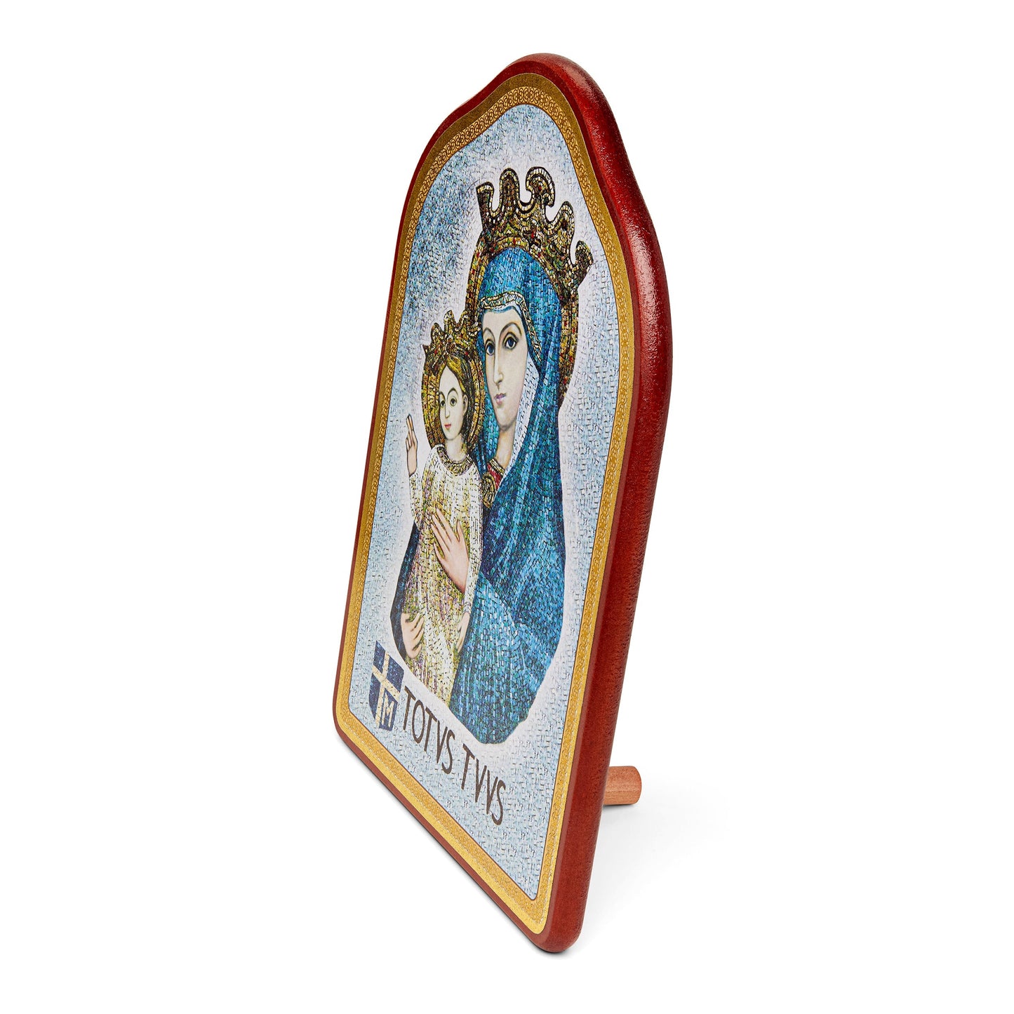 Mondo Cattolico 14.5x21 cm (5.71x8.27 in) Wooden Panel With Red Frame of Mater Ecclesiae