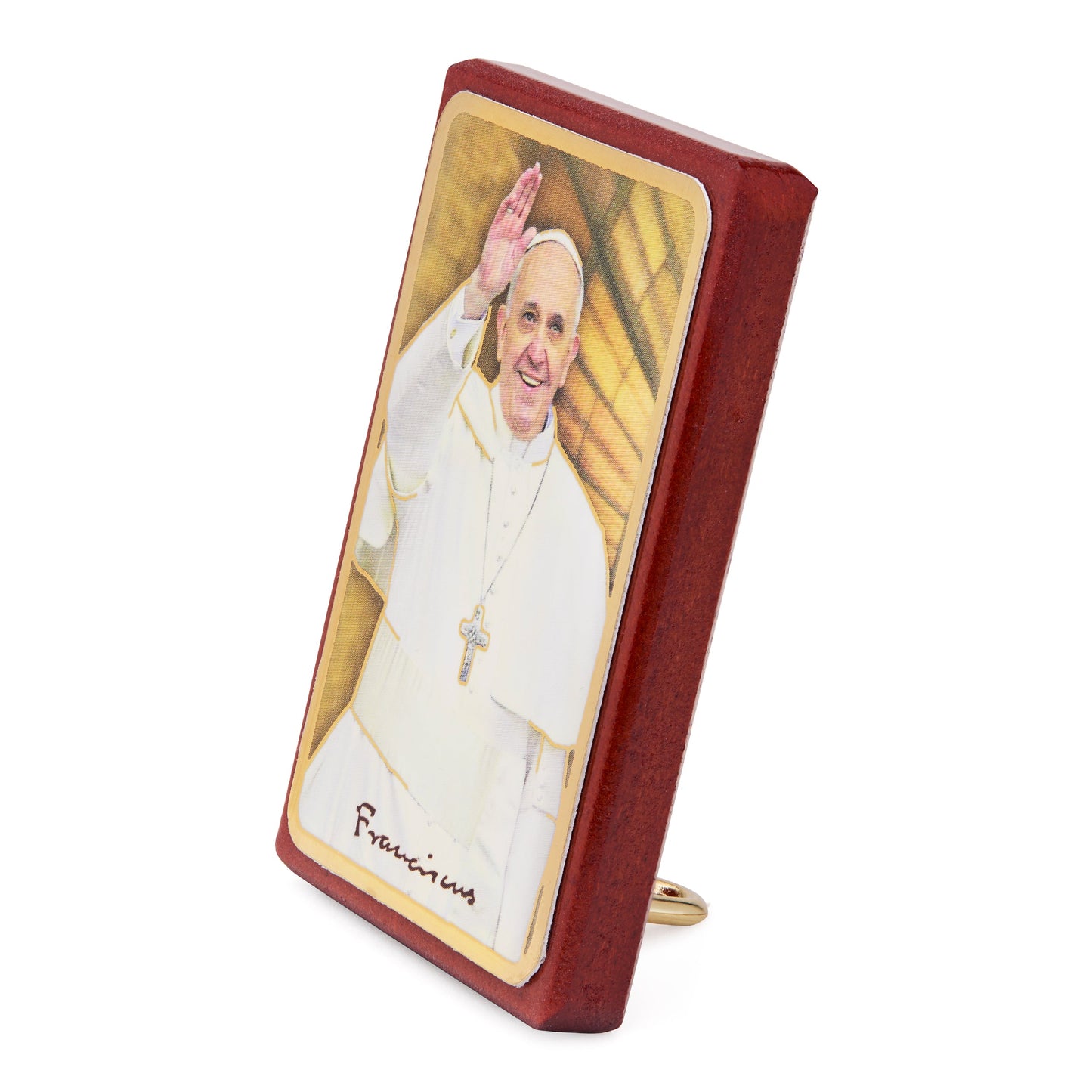 MONDO CATTOLICO ROMA Painting 5.50 x 7 cm (2.17 x 2.76 in) Wooden Picture of Pope Francis