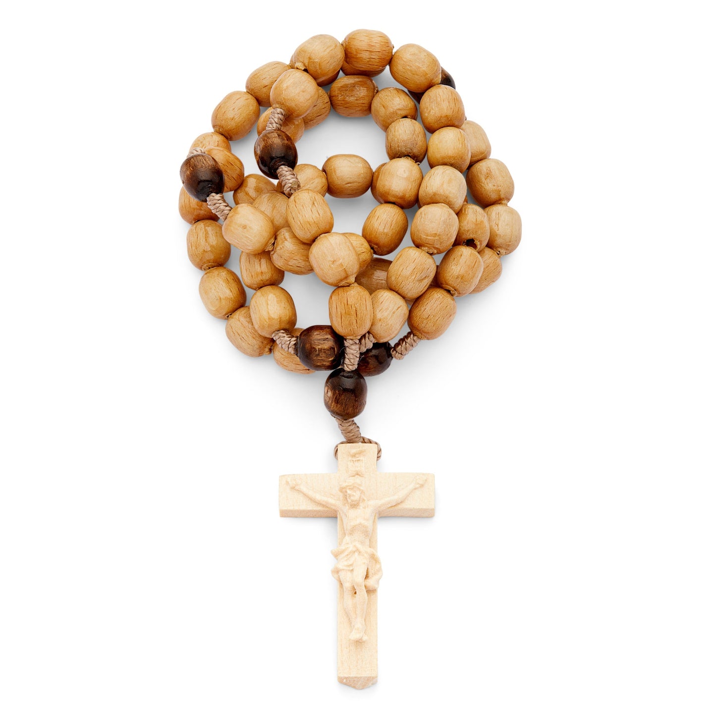 MONDO CATTOLICO Prayer Beads 44.5 cm (17.51 in) / 10 mm (0.39 in) Wooden Rosary with Coloured Wooden Cross