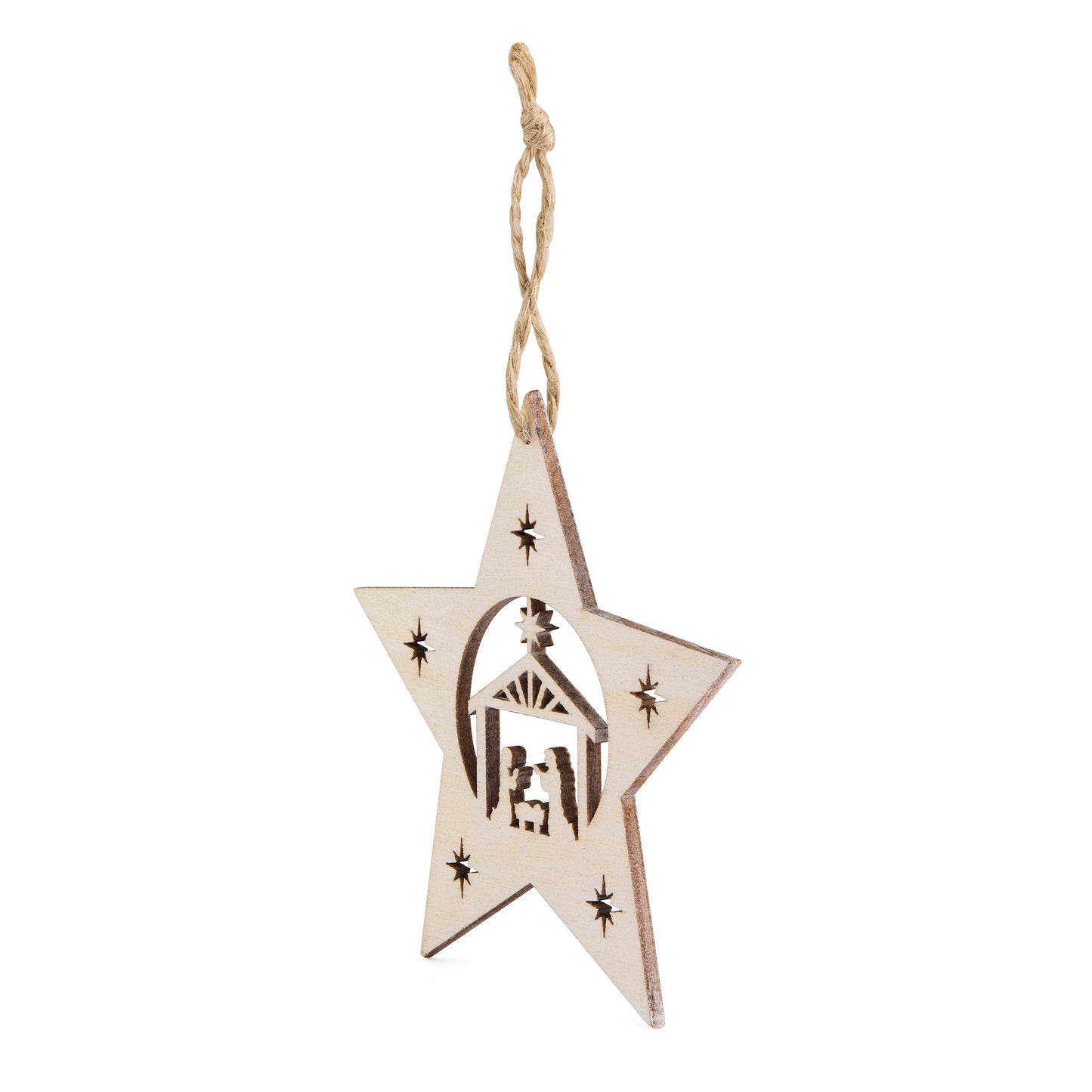 MONDO CATTOLICO ROMA 8.50 cm (3.35 in) Wooden Star With Nativity Scene