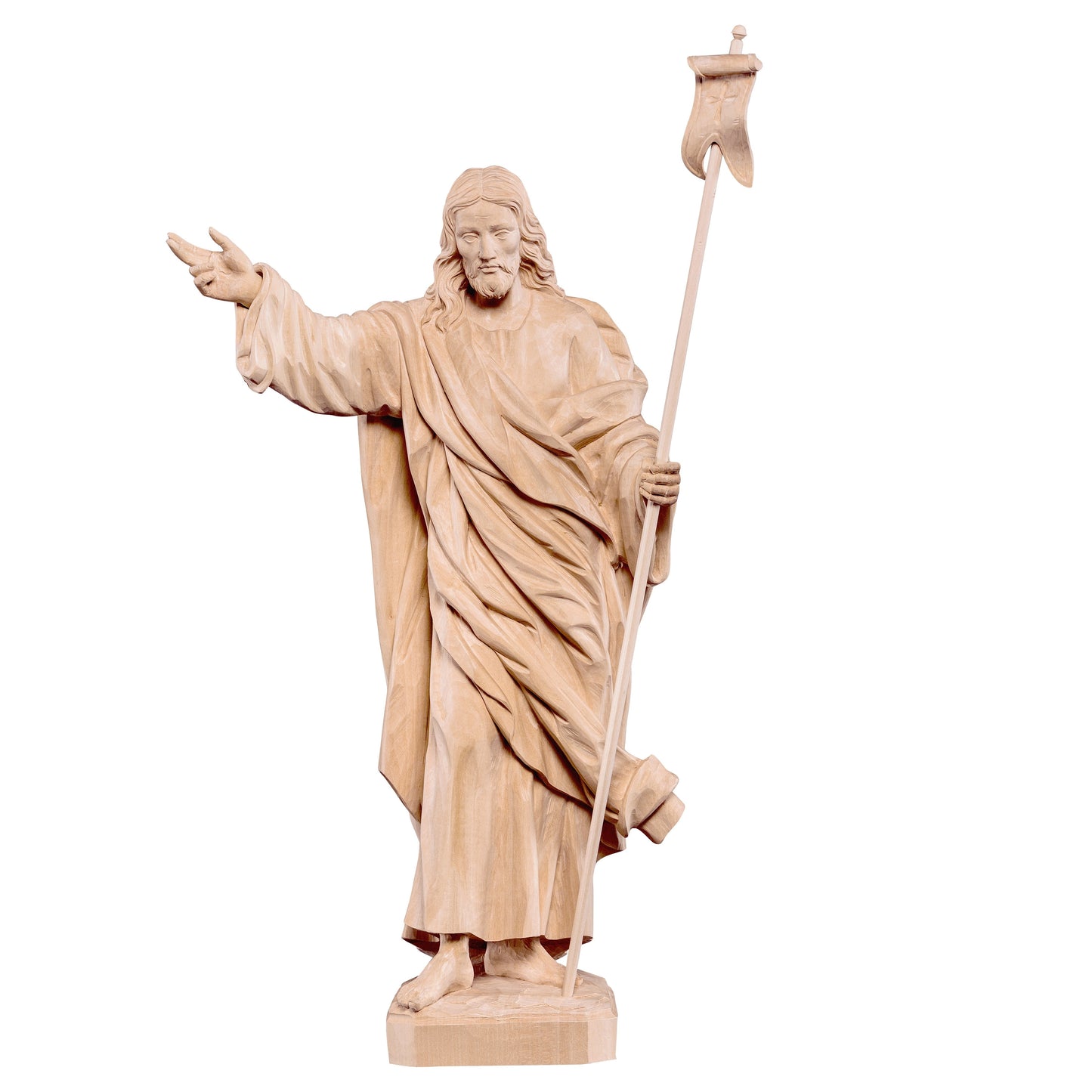 MONDO CATTOLICO Natural / 30 cm (11.8 in) Wooden statue of Christ Resurrector
