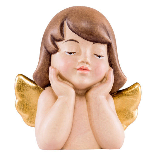 Mondo Cattolico Colored / 7 cm (2.8 in) Wooden statue of Deco - angel dreaming