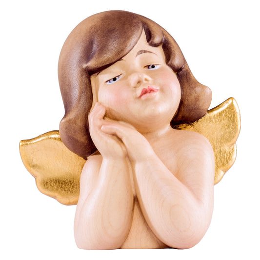Mondo Cattolico Colored / 7 cm (2.8 in) Wooden statue of Deco - angel sleeping