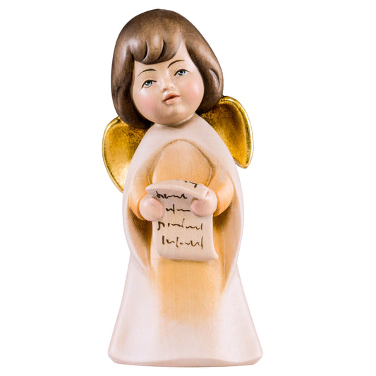 Mondo Cattolico Colored / 9 cm (3.5 in) Wooden statue of Dream angel singing
