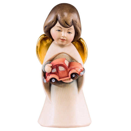 Mondo Cattolico Colored / 9 cm (3.5 in) Wooden statue of Dream angel with car