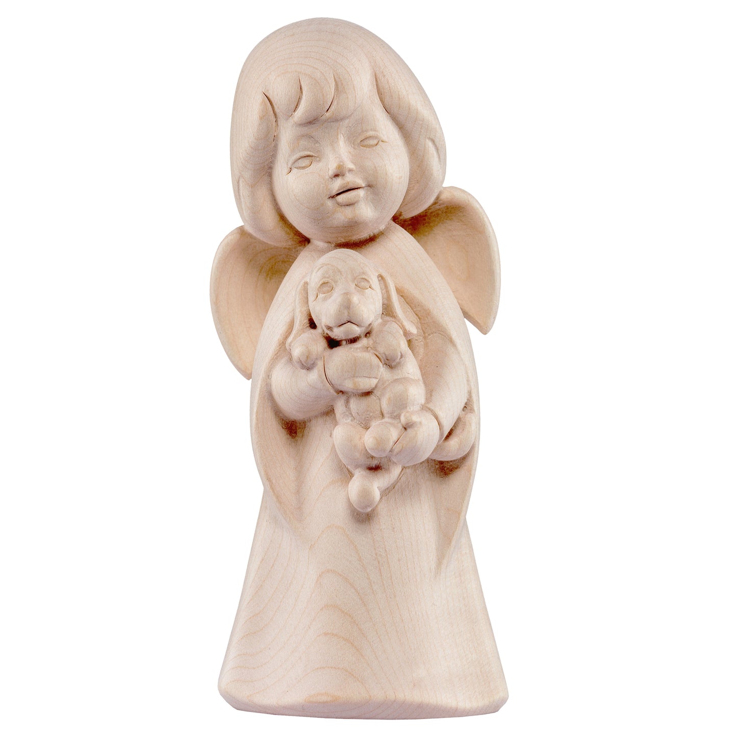 Mondo Cattolico Natural / 16 cm (6.3 in) Wooden statue of Dream angel with dog