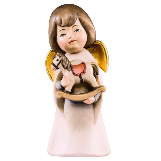 Mondo Cattolico Colored / 9 cm (3.5 in) Wooden statue of Dream angel with horse