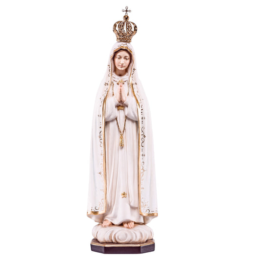 MONDO CATTOLICO Colored / 11 cm (4.3 in) Wooden statue of Madonna Fátima with crown