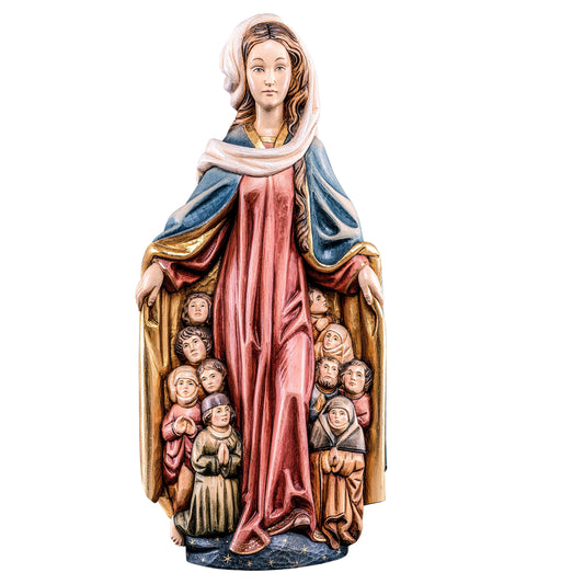 MONDO CATTOLICO Colored / 13 cm (5.1 in) Wooden statue of Madonna of protective cloak