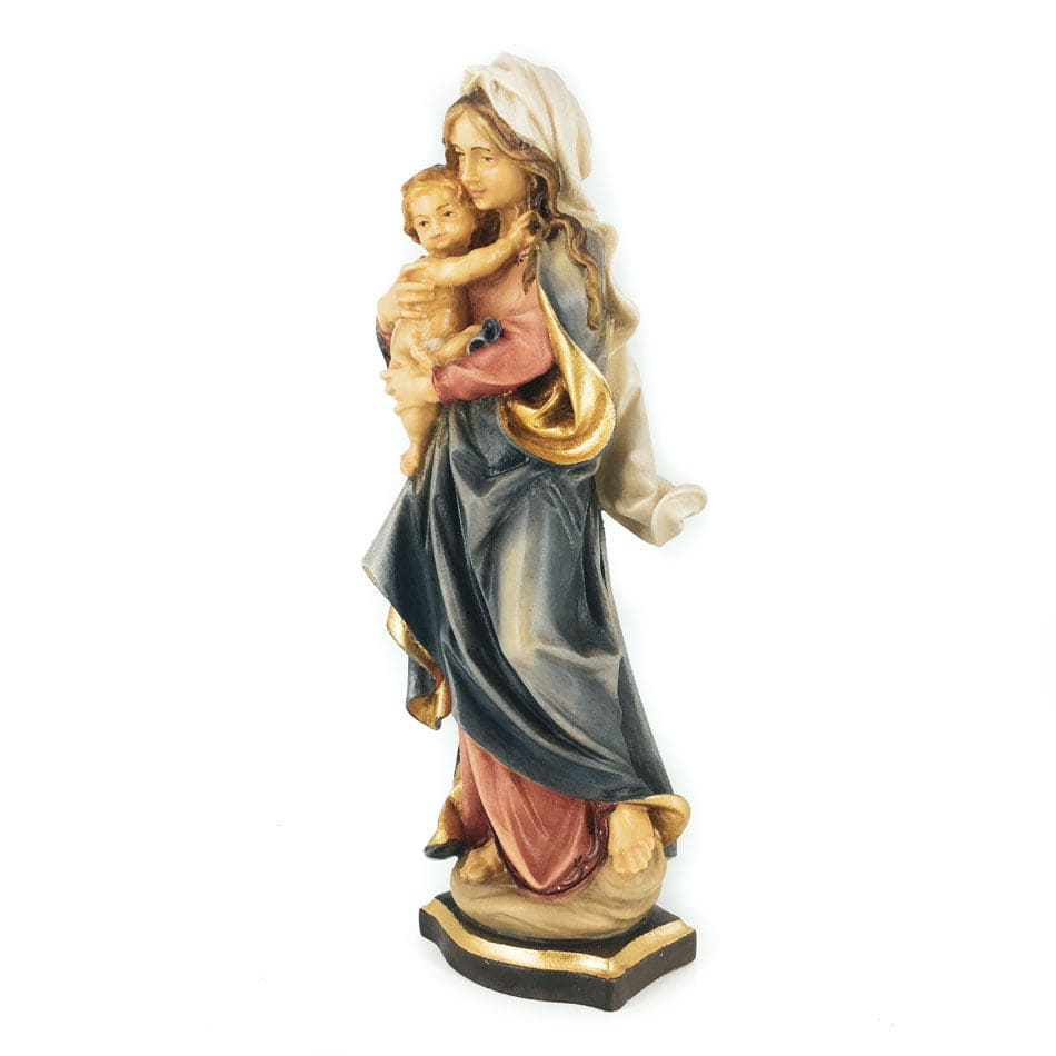 ULPE SAS DI DANIEL PERATHONER 20 cm (7.87 in) Wooden Statue of Mother Mary With Baby Jesus