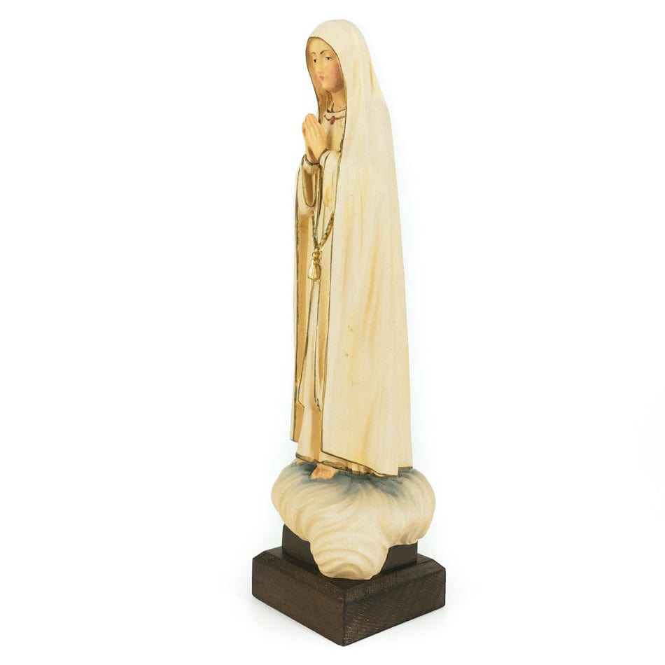 Mondo Cattolico 22 cm (8.66 in) Wooden Statue of Our Lady of Fatima on the Clouds