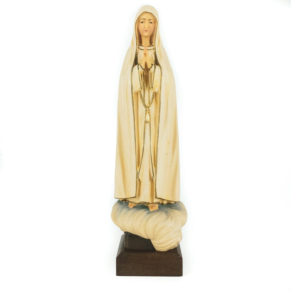 Mondo Cattolico 22 cm (8.66 in) Wooden Statue of Our Lady of Fatima on the Clouds