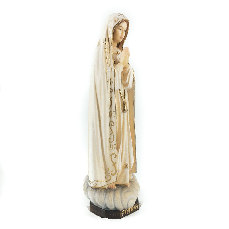 PEMA S.R.L. 11 cm (4.33 in) Wooden Statue of Our Lady of Fatima With Gold Decorated White Dress