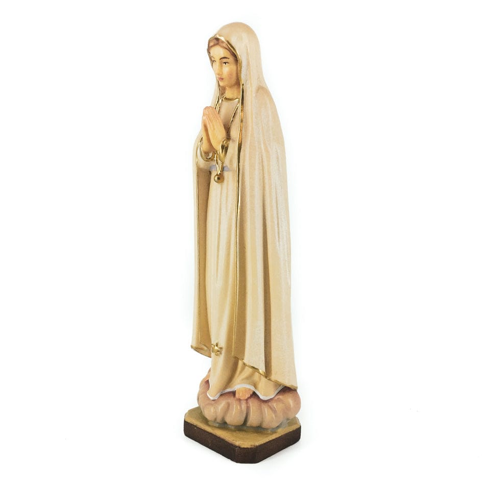 Mondo Cattolico 15 cm (5.90 in) Wooden Statue of Our Lady of Fatima With Golden Chain