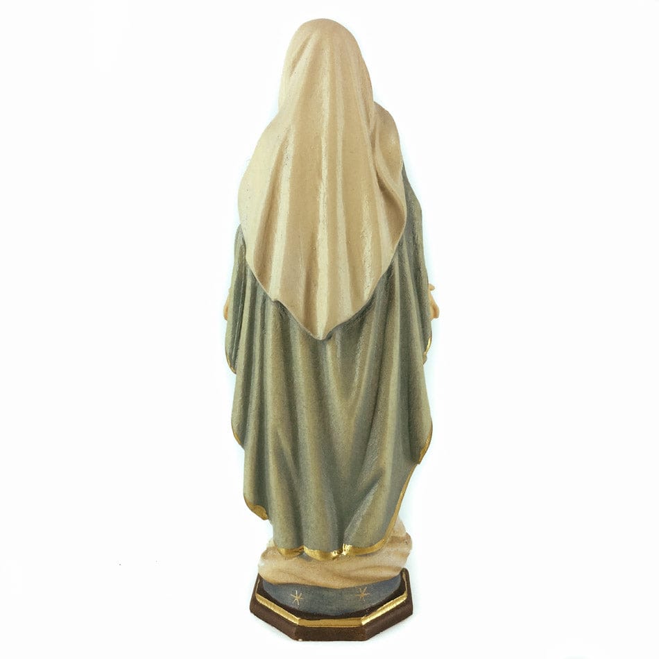 ULPE SAS DI DANIEL PERATHONER 15 cm (5.91 in) Wooden Statue of Our Lady of the Miraculous Medal With Blue Belt