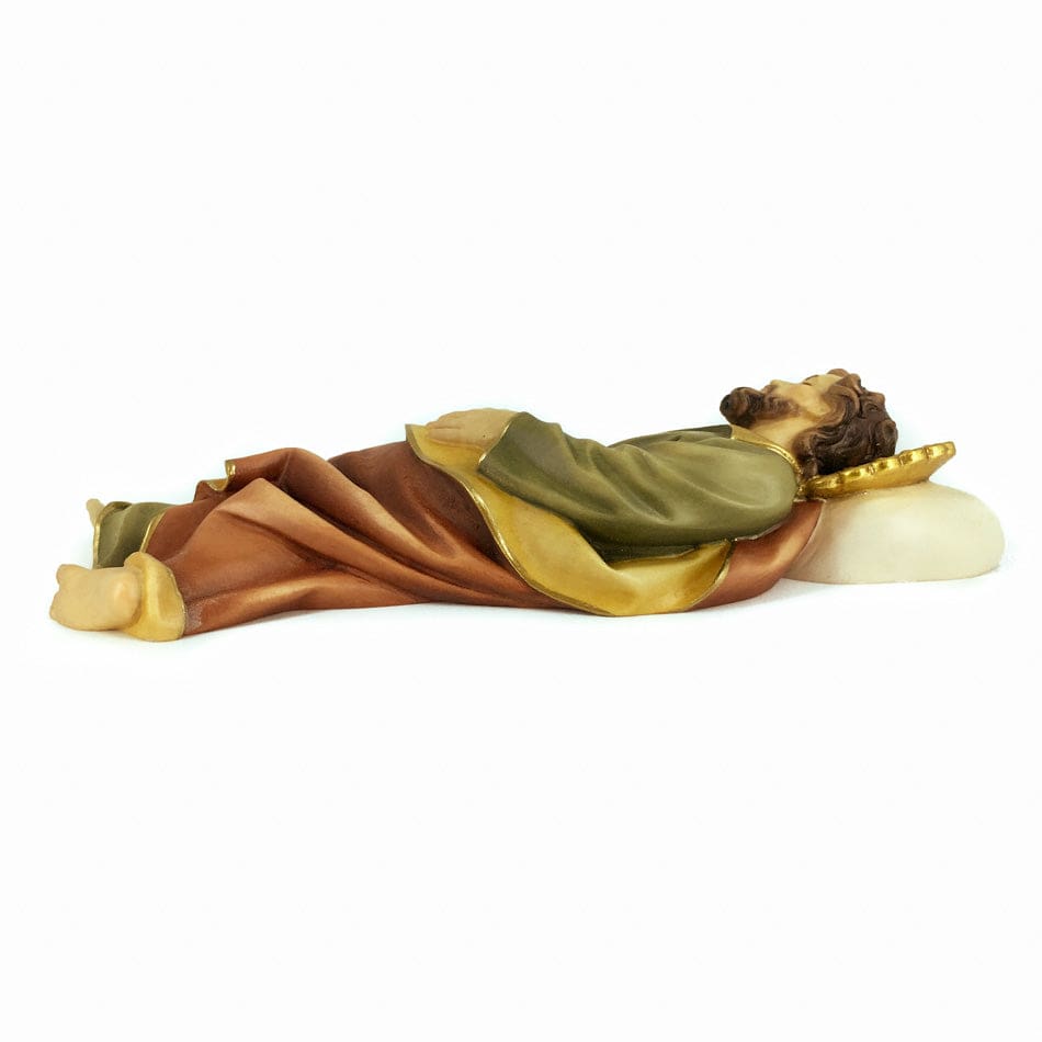 MONDO CATTOLICO Wooden Statue of Sleeping St. Joseph